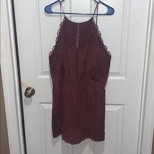 NWOT American Eagle Maroon Romper Lace Detail